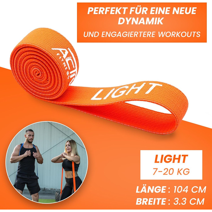 Еспандери для підтягувань та фітнесу Stoff Fitnessbänder - помаранчеві (Light) для нарощування м'язів