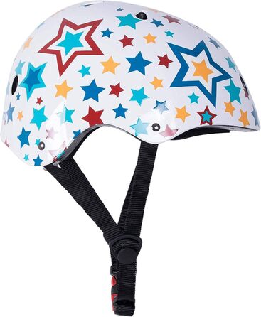 Дитячий велосипедний шолом Kiddimoto Stars, білий/різнокольоровий, для скейта, самоката, роликів, розмір M (53-58 см)