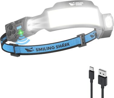 Налобний ліхтар Smiling Shark TS-6 LED, акумуляторний, 2400mAh, з регульованим світлом, 6 світлових режимів, сенсор руху, для кемпінгу, бігу, туризму