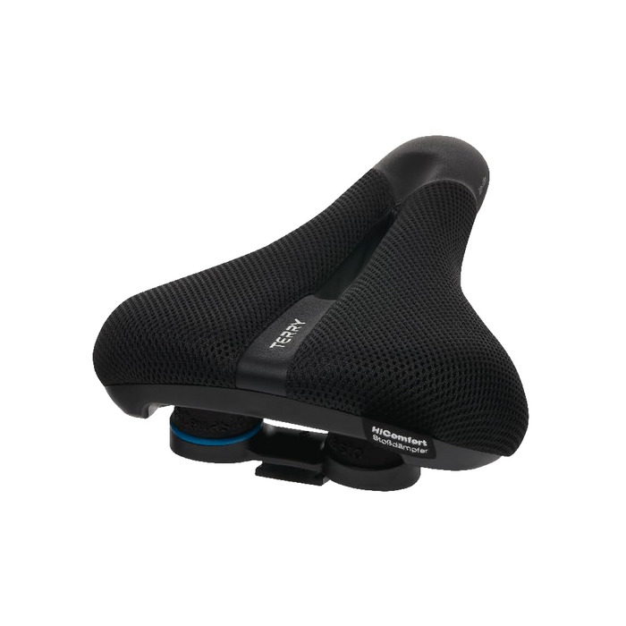 Велосипедне сідло Terry Fisio ClimaVent Gel Max чорного кольору з гелевою вставкою, сталевим каркасом та дихаючим матеріалом ClimaVent, ширина сідла 12-15 см, артикул 423 003 71