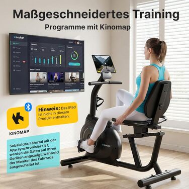 Ергометр Wenoker для дому з магнітною гальмом, датчиками пульсу та LCD-дисплеєм, 16 рівнів опору, до 160 кг, спинна опора, для літніх людей