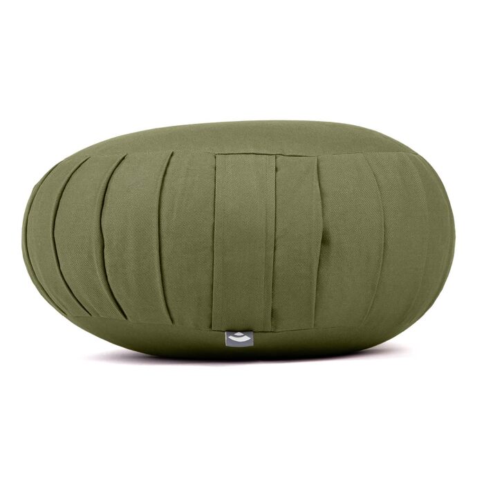 Подушка для медитації Bodhi Zafu ECO: Класична кругла подушка для йоги з органічної бавовни та дрібного жита, висота 19 см (оливково-зелений)