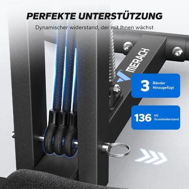 Машина для присідань MERACH з 3 рівнями опору, до 136 кг, для фітнесу, тренувань, реабілітації, чорна