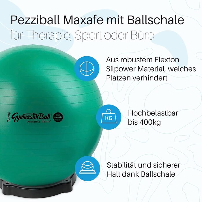 Оригінальний м'яч для фітнесу PEZZI Pezziball MAXAFE з підставкою, сидячий м'яч для йоги та офісу