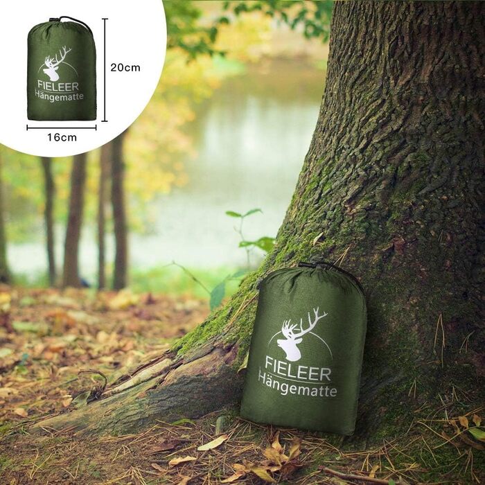 Гамак для кемпінгу Fieleer Ultraleicht | Легкий, міцний, 275x140 см, 300 кг, нейлон, для відпочинку на природі та вдома