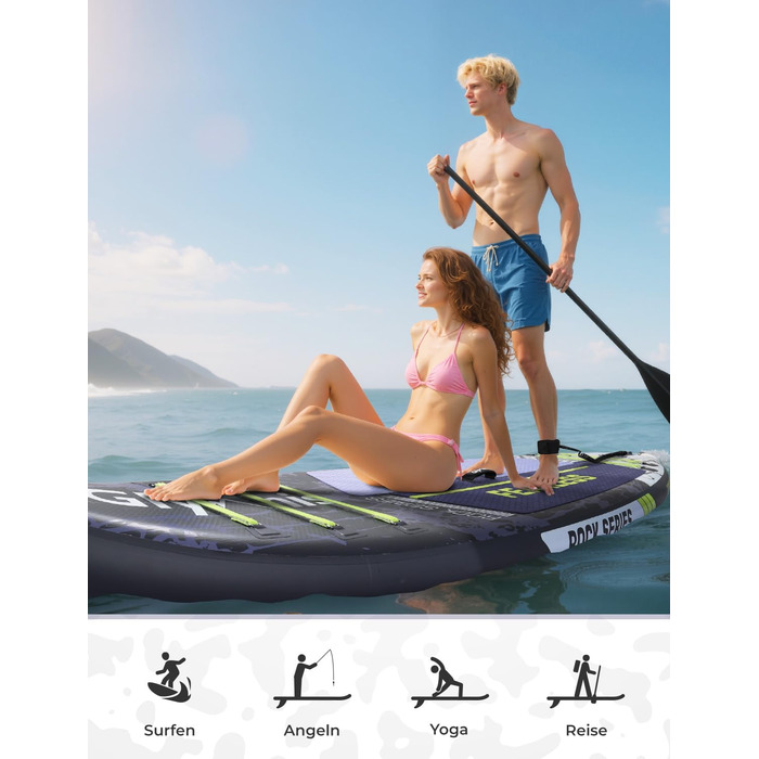Надувний SUP Борд Glymnis 10'6' для Станд Ап Паддлінг (SUP) 320x81x15см з Алюмінієвим Веслом, Насосом та Аксесуарами