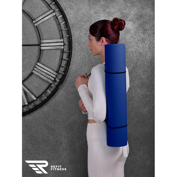 Килимок для йоги Perfect-Fit 190 x 60 x 0,6 см [GeckoGrip & Sensi-Plus TPE] - Нековзний, без шкідливих речовин + ремінь для перенесення - Спортивний килимок для гімнастики, фітнесу. Виберіть колір: блакитний, бежевий