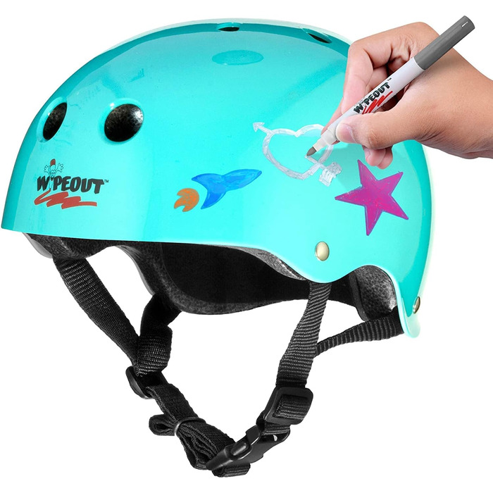 Дитячий велосипедний шолом Wipeout Dry Erase, бірюзовий, для велосипеда, скейтборда та самоката, з можливістю створення власного дизайну, для дітей від 8 років