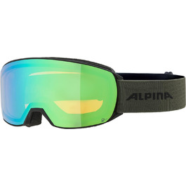 Лижна маска Alpina Unisex Nakiska Q-lite, чорна-оливкова, матова, універсальна