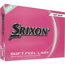 Гольф м'яч Srixon Soft Feel Lady 8 & 9 | Для жінок | Низька компресія, легкий старт | М'яка текстура | Ідеально для помірних ударів та підвищеної точності, білий