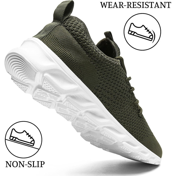 Чоловічі кросівки для бігу та фітнесу Walkingschuhe (Зелені, 47 EU) - Легкі дихаючі спортивні кросівки для вулиці, залу, тенісу, джоггінгу