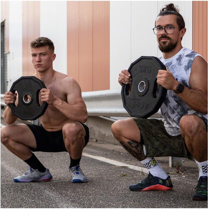 Олімпійський диск Sport-Tec з гумовим покриттям і ручкою для штанги, 20 кг – для кросфіту, бодібілдингу, пауерліфтингу та фітнесу