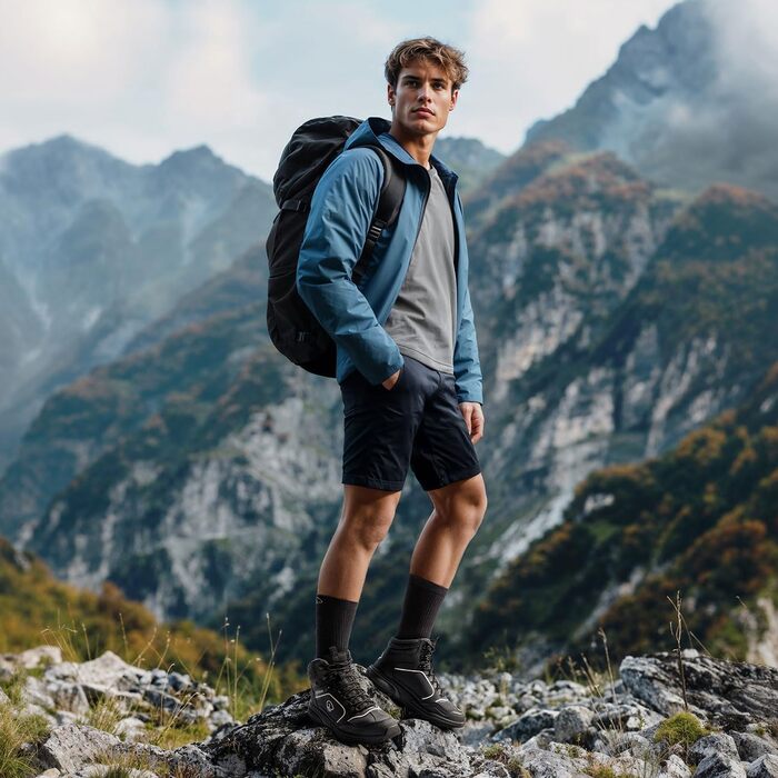 Чоловічі водонепроникні трекінгові черевики Giesswein Wool Cross X Alpine - зручні та теплі, з 100% мериносової вовни, для хайкінгу та походів, чорний колір, 45 EU