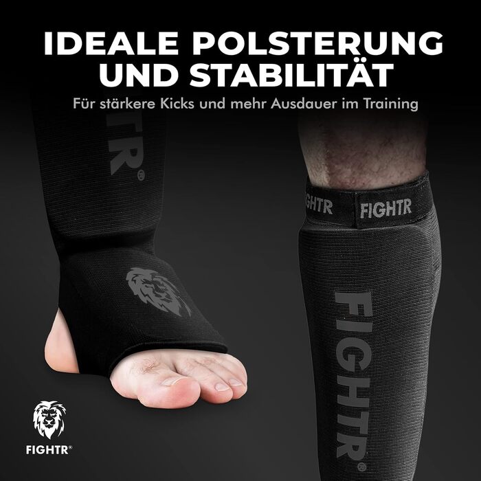 FIGHTR® захист гомілки з ідеальною посадкою та м'якою підкладкою для кікбоксингу, MMA, муай-тай та інших єдиноборств