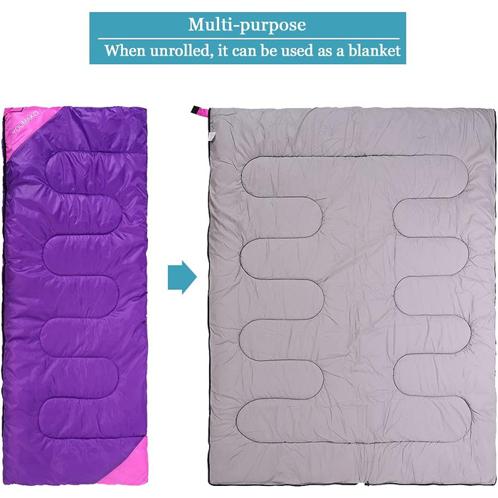 Сплячий мішок для дорослих та дітей – легкий, водонепроникний, зручний для весни, літа, осені – для походів, подорожей, кемпінгу (Рожево-червоний)