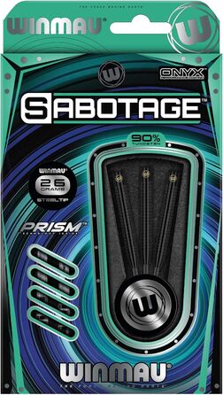 Професійний набір дротиків WINMAU Sabotage Onyx 22-26 г, вольфрамові, сталевий наконечник, з оперенням та стрижнями