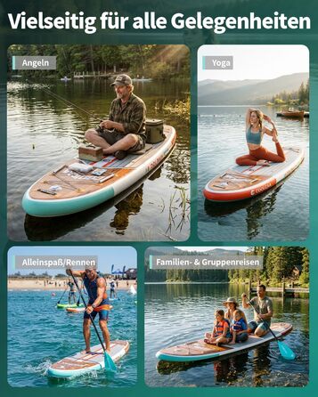 SUP дошка COOLCAA 355 см Timber Skiff надувна з аксесуарами та сумкою для дорослих, вантажопідйомність 222 кг, ширина 86 см