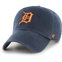 Кепка бейсболка MLB Detroit Tigers, унісекс, регульована, вінтажний темно-синій, оранжеве лого, преміум-якість