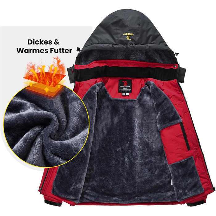 Жіноча куртка: флісова, зимова, водонепроникна, дихаюча, тепла, вітрозахисна, софтшел з капюшоном (S, червона)