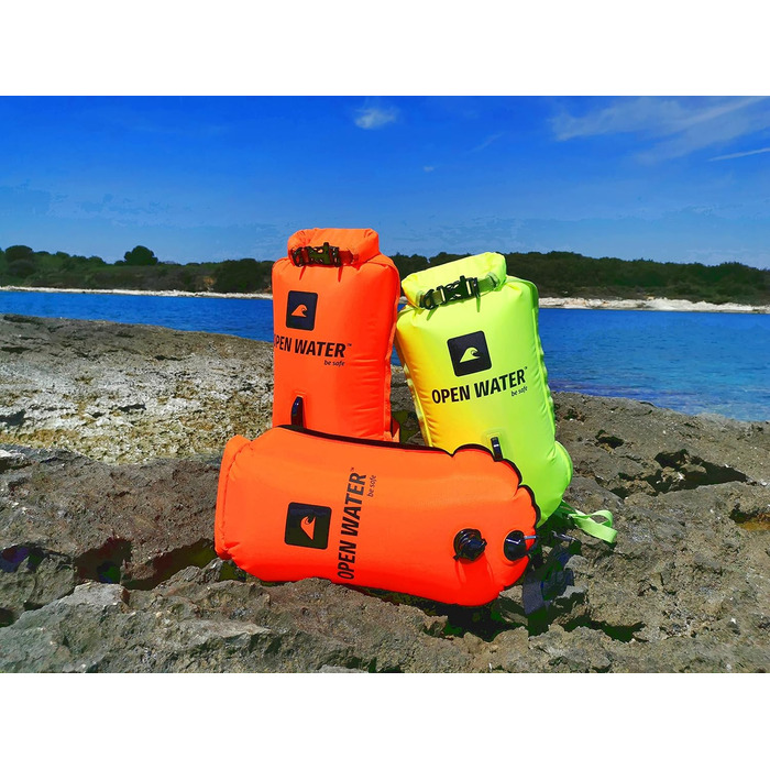 Надувна буйка OPENWATER для плавання та триатлону з рюкзаком 3-в-1, 28L, з водонепроникною сумкою