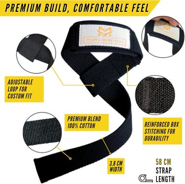 MAVERICK STRAPS Пояси для важкої атлетики з м'якою підкладкою, ремені для підтримки зап'ясть, аксесуари для фітнесу для чоловіків і жінок, ремені для станового тягу, поліпшене зчеплення та підтримка зап'ясть, ідеально для пауерліфтингу та тренувань