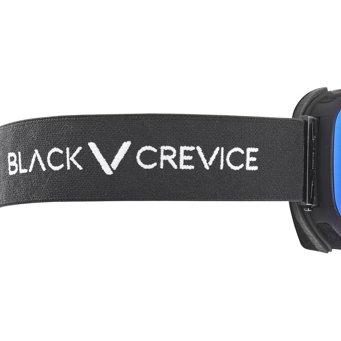 Унісекс лижна маска Black Crevice без оправи, циліндричні лінзи, UV-захист, антифог, для окулярів, чорна/синя