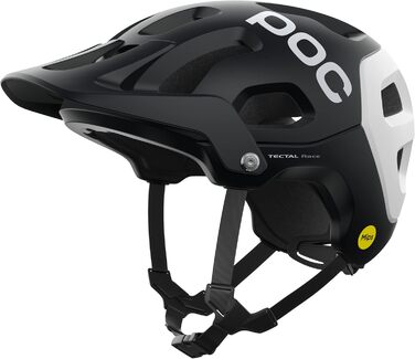 Велошолом POC Tectal Race MIPS для трейлу, ендуро та ол-маунтін, з аромідним захистом, MIPS, регулюванням розміру, матовий чорний/білий, розмір L (59-62 см)