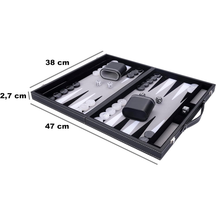 Набір для гри в шашки Engelhart Luxus 250506 - сірий, штучна шкіра, перламутрові фішки, 38 см