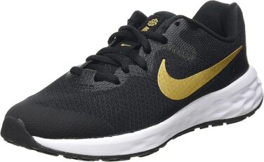 Кросівки Nike Revolution 6 NN (GS) для гімнастики, чорні з металік золотом та білим, великий розмір