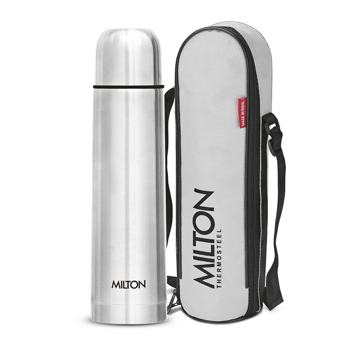 Термос Milton Thermosteel Flip Lid 1000 мл, вакуумна stainless steel пляшка для напоїв (гарячі та холодні), герметична, срібляста