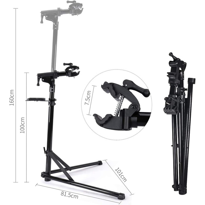 Підставка для збирання велосипеда CXWXC - професійна, з підсікачем для інструментів та магнітним відсіком, поворотна та складна, до 30 кг, чорна