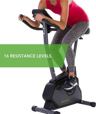 Велотренажер Tunturi Cardio Fit E30 з магнітною системою, LCD-дисплеєм, датчиками пульсу та тримачем для планшета, домашній ергометр для фітнесу