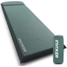 Саморозкладана туристична матрац для кемпінгу з memory foam, з вбудованим подушкам, 8 см, зелений