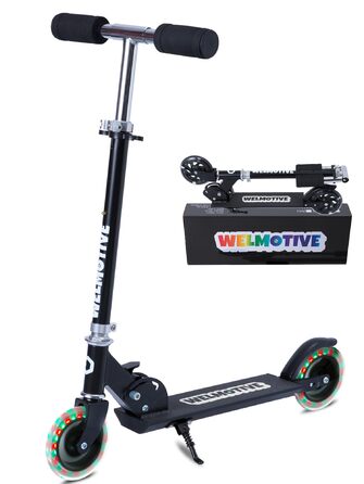 Самокат дитячий Roller 2-колісний, складаний, з LED підсвіткою коліс, регульована висота, чорний, для хлопчиків та дівчаток 3-12 років