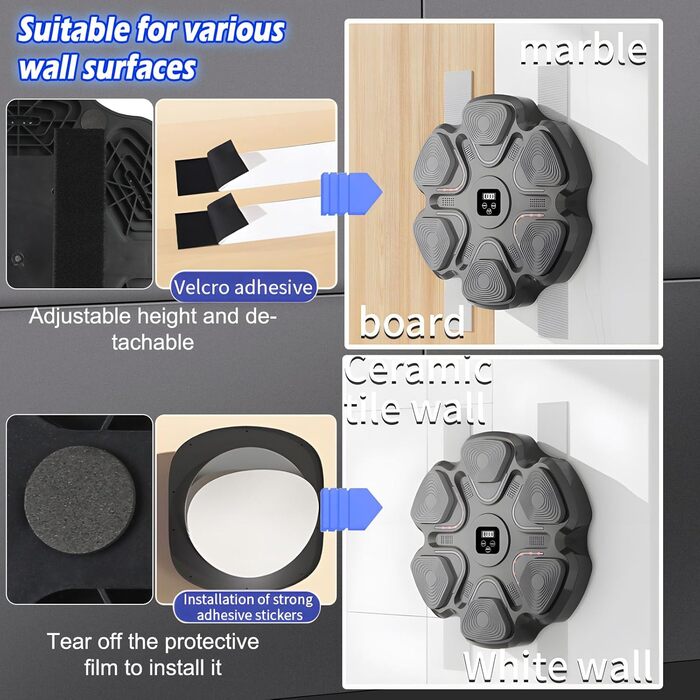 Музична боксерська машина MaxEarn для дорослих та дітей з LED-підсвіткою, Bluetooth, 9 режимів швидкості та лічильник ударів, у комплекті боксерські рукавички