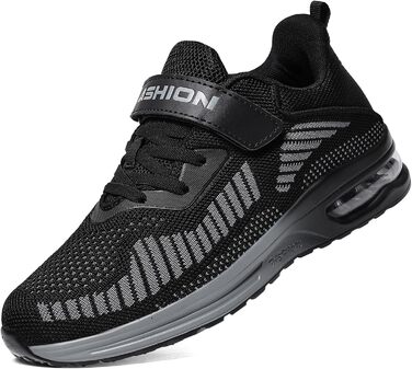 Дитячі кросівки ASHION для хлопчиків та дівчаток: м'які, гнучкі, стабільні, для фітнесу та занять у залі, розмір 35 EU, чорно-сірий