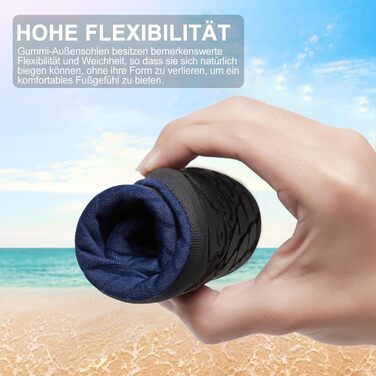 Водні черевики для плавання та відпочинку на пляжі - чоловічі та жіночі (43 EU, сині смужки)