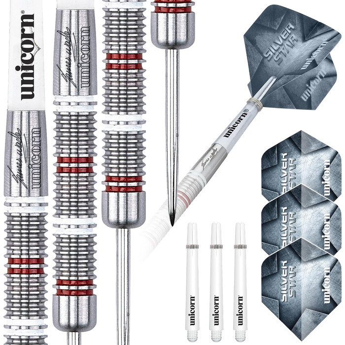 Дротики для дартсу Unicorn Steel Tip, Джеймс Вейд Silver Star, 80% вольфраму, 22г/24г