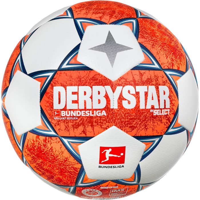Футбольний м'яч Derbystar Brillant Replica v21, розмір 5, білий/помаранчевий/синій
