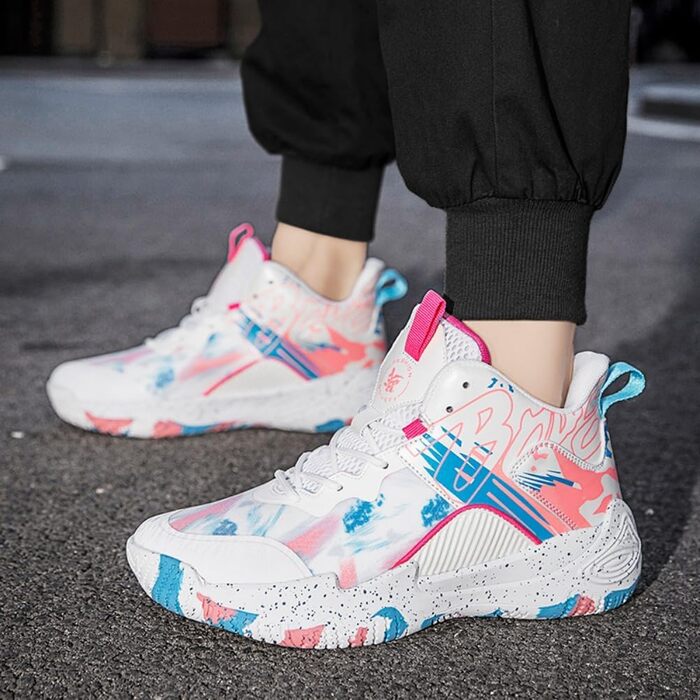 Кросівки для баскетболу та прогулянок, унісекс, легкі, з антиковзаючою підошвою (білий, рожевий, 41 EU, вузька колодка)