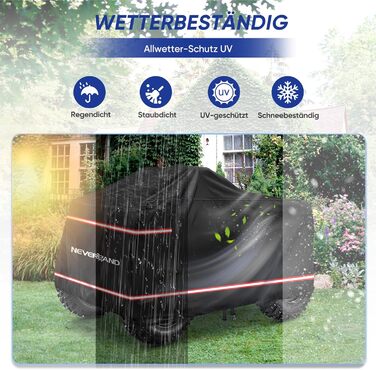 Покривало для квадроцикла NEVERLAND XXXL 256x110x120 см - захист від бруду, сонця, дощу та зимових умов. Оксфорд 210D, оранжевий, з фосфоресцентним покриттям.