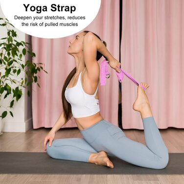 Набір для йоги: 2 блоки EVA + 2 ремені для йоги (рожеві), 22.9х11.4х9.5 см, щільний пінопласт, без латексу, для пілатесу та стречингу