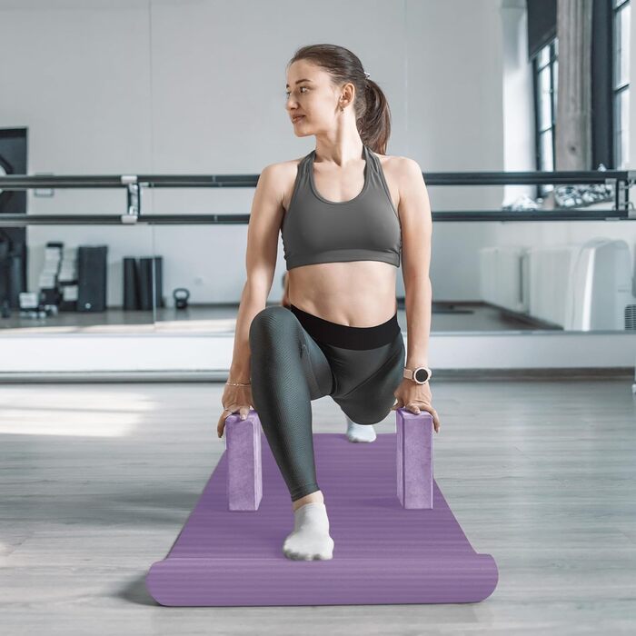 Набір для йоги BalanceFrom GoYoga 7-в-1: килимок 1/2'', ремінь, 2 блоки, рушники, наколінник, фіолетовий