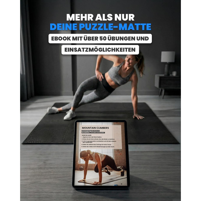 Набір модульних килимків для підлоги unycos (12/20/28 шт), захисна пазл-матрас 30x30x1.2 см для тренажерного залу, спортивного обладнання та йоги, водонепроникні, чорні