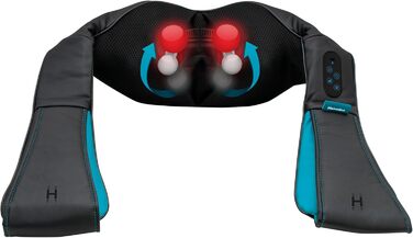 HoMedics шиацу масажер для шиї та плечей з підігрівом, бездротовий, 3 інтенсивності, 4 масажні головки, сенсорна панель, для розслаблення та зняття стресу