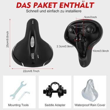 Сідло для велосипеда Cloud Comfort Pro Max з гелевою вставкою, широке, ергономічне, комфортне, дихаюче, амортизуюче, з водонепроникним покриттям