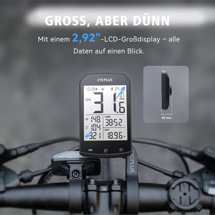 Велокомп'ютер CYCPLUS GPS бездротовий, водонепроникний з ANT+ Bluetooth, LCD 2.9