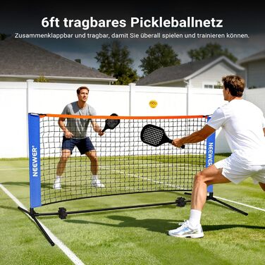 Сітка для піклболу NEEWER 6ft - широка сітка для бадмінтону, портативна, складна, для тренувань в приміщенні та на вулиці