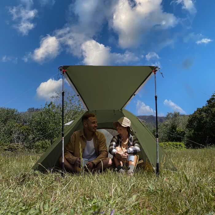 Намет Naturehike P-Serie 2 особи, 4 сезони, ультралегкий купольний, сімейний, анти-UV, зелений