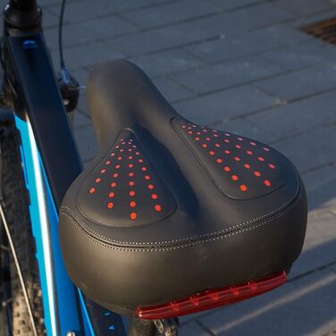 Велосипедне сідло EUROtops Gel з ліхтариком – комфортне сідло з гелевими подушками та двома пружинами, червоне світло безпеки, чорний колір, для чоловічих та жіночих велосипедів